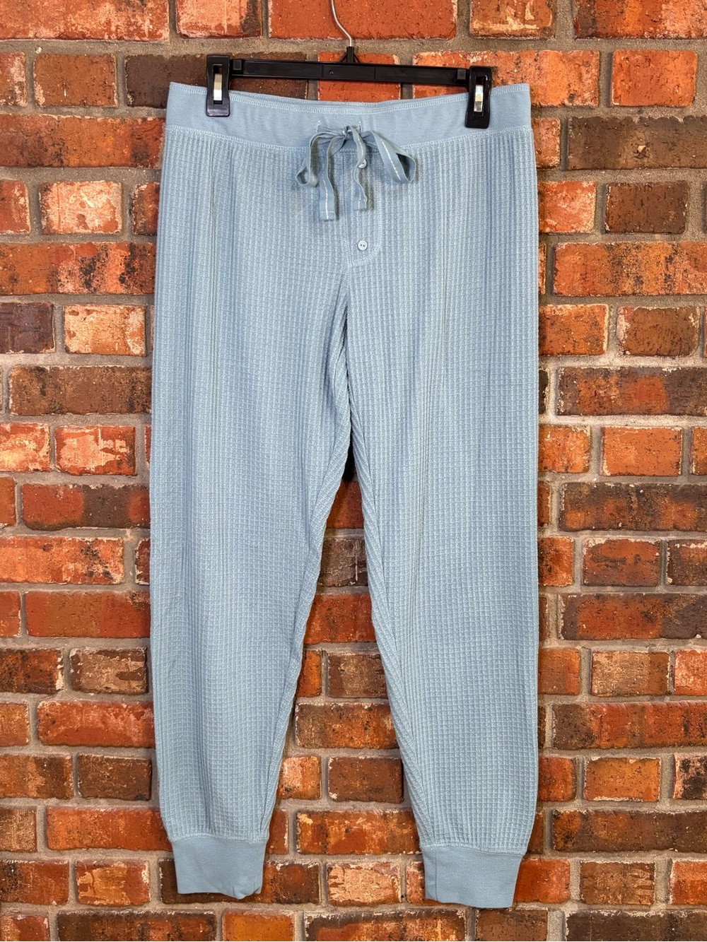 P.J. Salvage womens waffle knit thermal jogger pants blue M